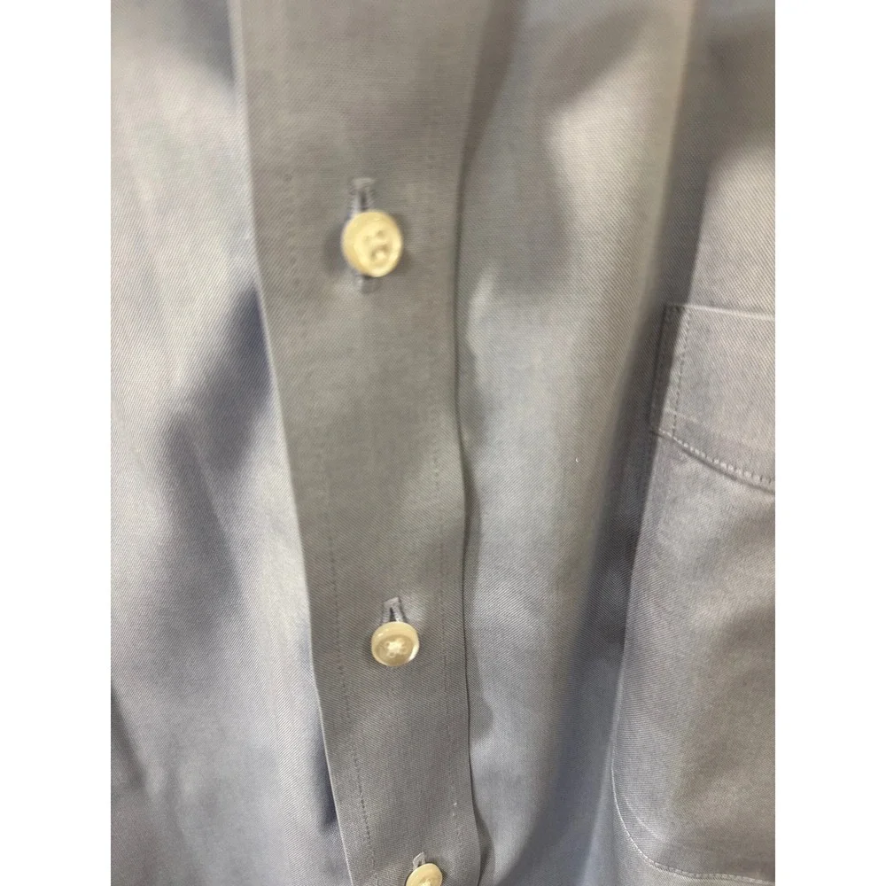 Cremieux Mens Dress Shirt 18 35 Light Blue 100% Pima Cotton Non-Iron Long Sleeve